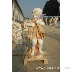 Western Life Size Colored Stone Children Statue